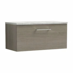 Nuie Arno Wall Hung 1-Drawer Vanity Unit With Bellato Grey Worktop 800mm Wide - Solace Oak Woodgrain 12 Nuie Arno Wall Hung 1-Drawer Vanity Unit With Bellato Grey Worktop 800mm Wide - Solace Oak Woodgrain -HEATANDPLUMB Sales nuie arno vanity unit arn2525lbg 3