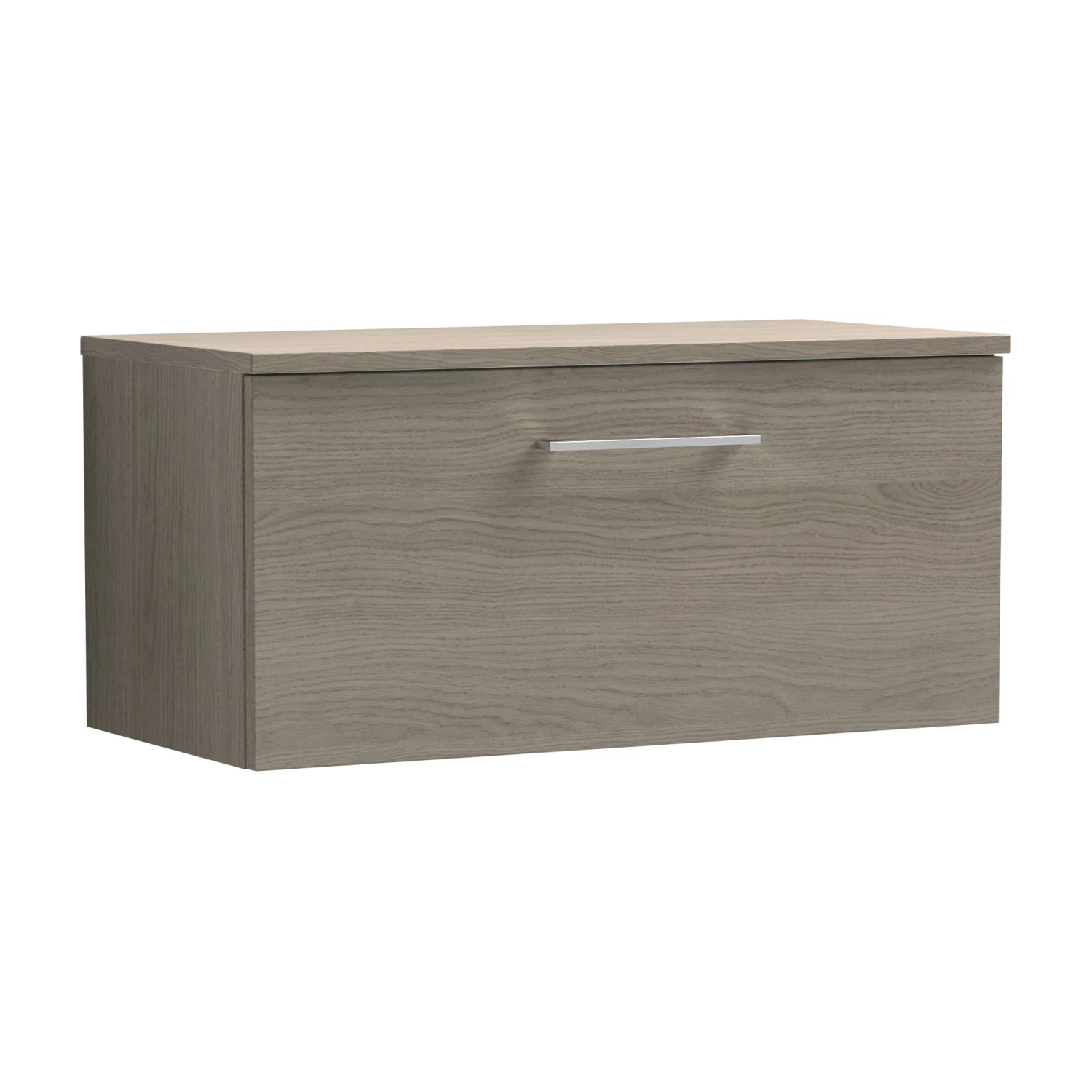 Nuie Arno Wall Hung 1-Drawer Vanity Unit With Worktop 800mm Wide - Solace Oak Woodgrain 8 Nuie Arno Wall Hung 1-Drawer Vanity Unit With Worktop 800mm Wide - Solace Oak Woodgrain - Image 6