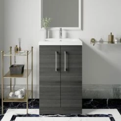Nuie Arno Floor Standing 2-Door Vanity Unit With Basin-1 500mm Wide - Anthracite Woodgrain 12 Nuie Arno Floor Standing 2-Door Vanity Unit With Basin-1 500mm Wide - Anthracite Woodgrain -HEATANDPLUMB Sales nuie arno vanity unit arn501a 1 3