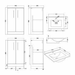 Nuie Arno Floor Standing 2-Door Vanity Unit With Basin-2 500mm Wide - Gloss White