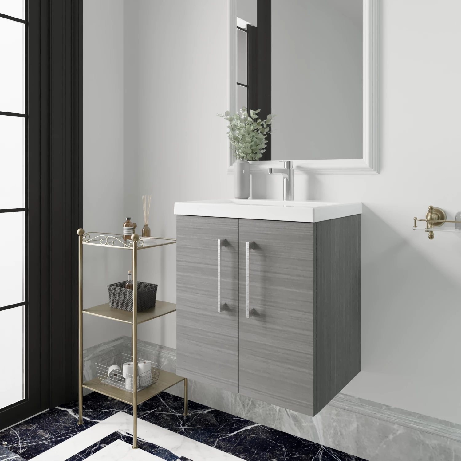 Nuie Arno Wall Hung 2-Door Vanity Unit With Basin-3 500mm Wide - Anthracite Woodgrain 3 Nuie Arno Wall Hung 2-Door Vanity Unit With Basin-3 500mm Wide - Anthracite Woodgrain