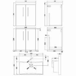 Nuie Arno Wall Hung 2-Door Vanity Unit With Basin-3 500mm Wide - Gloss White 12 Nuie Arno Wall Hung 2-Door Vanity Unit With Basin-3 500mm Wide - Gloss White -HEATANDPLUMB Sales nuie arno vanity unit arn521d 1 12