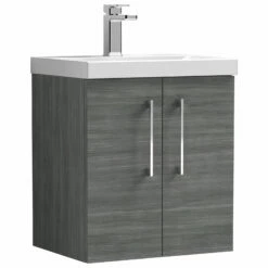 Nuie Arno Wall Hung 2-Door Vanity Unit With Basin-3 500mm Wide - Anthracite Woodgrain 13 Nuie Arno Wall Hung 2-Door Vanity Unit With Basin-3 500mm Wide - Anthracite Woodgrain -HEATANDPLUMB Sales nuie arno vanity unit arn521d