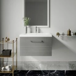 Nuie Arno Wall Hung 1-Drawer Vanity Unit With Basin-1 600mm Wide - Anthracite Woodgrain 10 Nuie Arno Wall Hung 1-Drawer Vanity Unit With Basin-1 600mm Wide - Anthracite Woodgrain -HEATANDPLUMB Sales nuie arno vanity unit arn522a 1