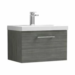 Nuie Arno Wall Hung 1-Drawer Vanity Unit With Basin-1 600mm Wide - Anthracite Woodgrain 11 Nuie Arno Wall Hung 1-Drawer Vanity Unit With Basin-1 600mm Wide - Anthracite Woodgrain -HEATANDPLUMB Sales nuie arno vanity unit arn522a 4