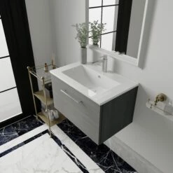 Nuie Arno Wall Hung 1-Drawer Vanity Unit With Basin-2 600mm Wide - Electric Blue