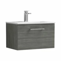 Nuie Arno Wall Hung 1-Drawer Vanity Unit With Basin-2 600mm Wide - Anthracite Woodgrain 12 Nuie Arno Wall Hung 1-Drawer Vanity Unit With Basin-2 600mm Wide - Anthracite Woodgrain -HEATANDPLUMB Sales nuie arno vanity unit arn522b 4