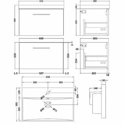 Nuie Arno Wall Hung 1-Drawer Vanity Unit With Basin-3 600mm Wide - Solace Oak Woodgrain -HEATANDPLUMB Sales nuie arno vanity unit arn522d 1