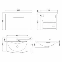 Nuie Arno Wall Hung 1-Drawer Vanity Unit With Basin-4 600mm Wide - Electric Blue -HEATANDPLUMB Sales nuie arno vanity unit arn522g 2 2