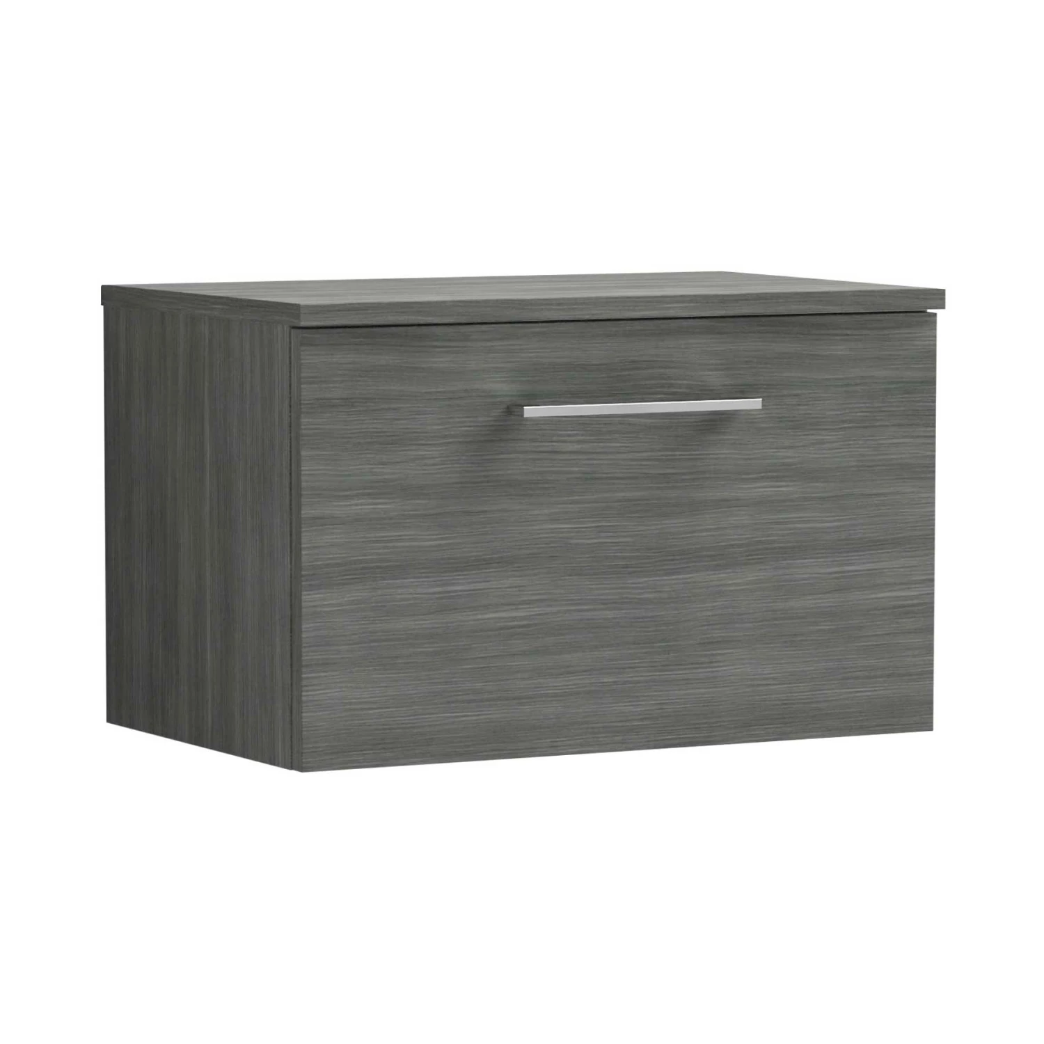 Nuie Arno Wall Hung 1-Drawer Vanity Unit With Worktop 600mm Wide - Anthracite Woodgrain 11 Nuie Arno Wall Hung 1-Drawer Vanity Unit With Worktop 600mm Wide - Anthracite Woodgrain - Image 9