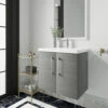 Nuie Arno Wall Hung 2-Door Vanity Unit With Basin-3 600mm Wide - Anthracite Woodgrain -HEATANDPLUMB Sales nuie arno vanity unit arn523a 2