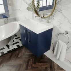 Nuie Arno Wall Hung 2-Door Vanity Unit With Basin-3 600mm Wide - Anthracite Woodgrain -HEATANDPLUMB Sales nuie arno vanity unit arn523d 1 5