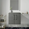 Nuie Arno Wall Hung 2-Door Vanity Unit With Worktop 600mm Wide - Anthracite Woodgrain -HEATANDPLUMB Sales nuie arno vanity unit arn523w 1