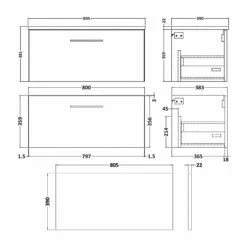 Nuie Arno Wall Hung 1-Drawer Vanity Unit With Bellato Grey Worktop 800mm Wide - Solace Oak Woodgrain 10 Nuie Arno Wall Hung 1-Drawer Vanity Unit With Bellato Grey Worktop 800mm Wide - Solace Oak Woodgrain -HEATANDPLUMB Sales nuie arno vanity unit arn525lbg 2 4