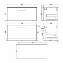 Nuie Arno Wall Hung 1-Drawer Vanity Unit With Worktop 800mm Wide - Gloss White 11 Nuie Arno Wall Hung 1-Drawer Vanity Unit With Worktop 800mm Wide - Gloss White -HEATANDPLUMB Sales nuie arno vanity unit arn525w 3 1