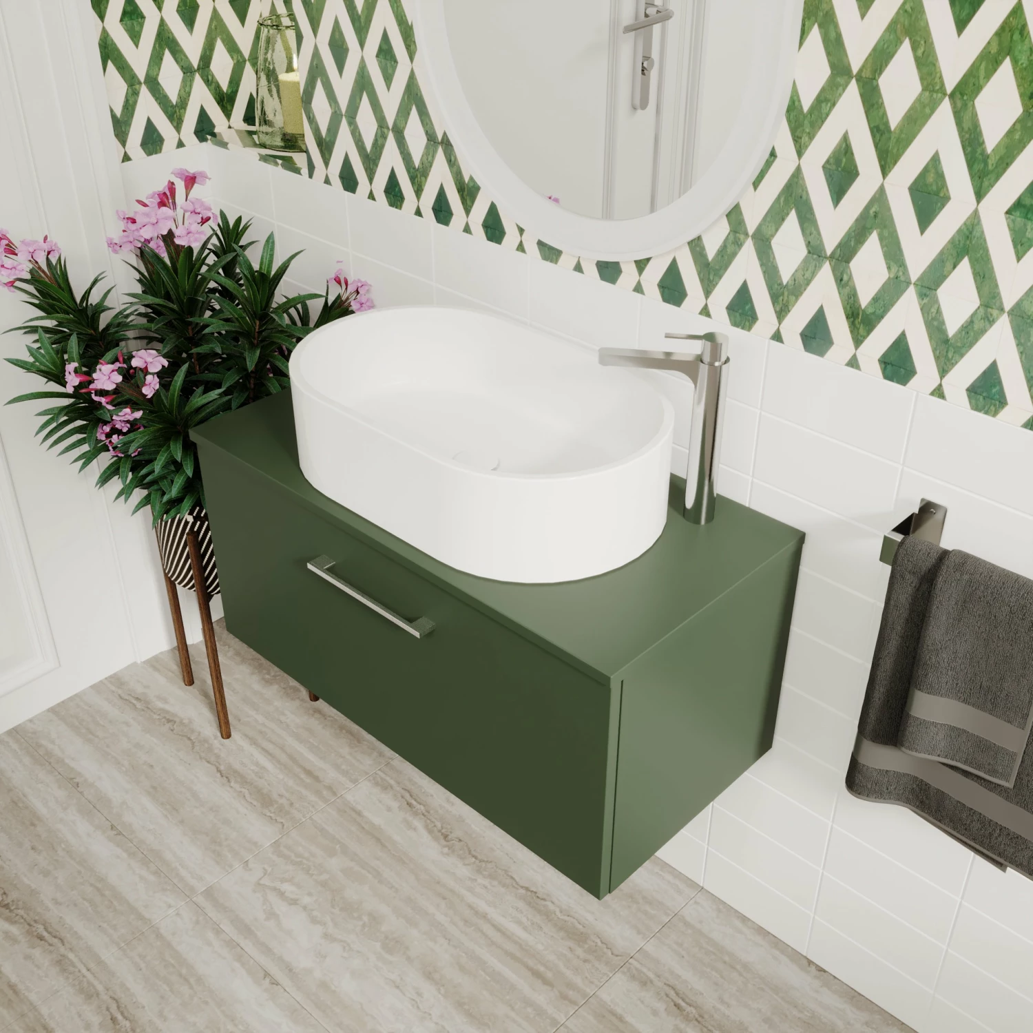 Nuie Arno Wall Hung 1-Drawer Vanity Unit With Worktop 800mm Wide - Gloss White 9 Nuie Arno Wall Hung 1-Drawer Vanity Unit With Worktop 800mm Wide - Gloss White - Image 7