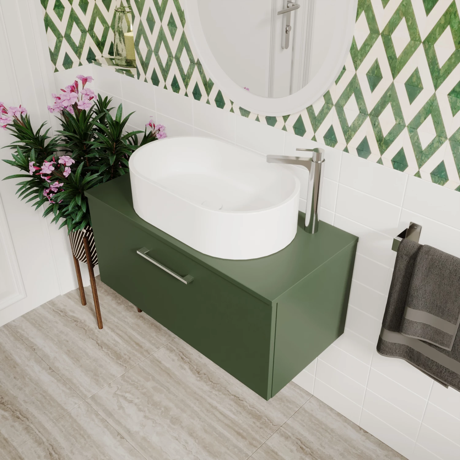 Nuie Arno Wall Hung 1-Drawer Vanity Unit With Worktop 800mm Wide - Solace Oak Woodgrain 9 Nuie Arno Wall Hung 1-Drawer Vanity Unit With Worktop 800mm Wide - Solace Oak Woodgrain - Image 7