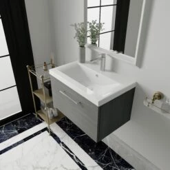 Nuie Arno Wall Hung 1-Drawer Vanity Unit With Basin-1 600mm Wide - Anthracite Woodgrain 9 Nuie Arno Wall Hung 1-Drawer Vanity Unit With Basin-1 600mm Wide - Anthracite Woodgrain -HEATANDPLUMB Sales nuie arno vanity unit arn622a 1