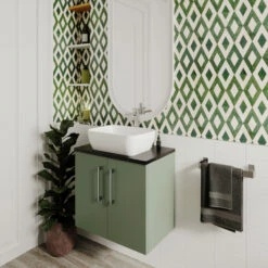 Nuie Arno Wall Hung 2-Door Vanity Unit With Sparkling White Worktop 600mm Wide - Satin Reed Green 14 Nuie Arno Wall Hung 2-Door Vanity Unit With Sparkling White Worktop 600mm Wide - Satin Reed Green -HEATANDPLUMB Sales nuie arno vanity unit arn623lbg 4
