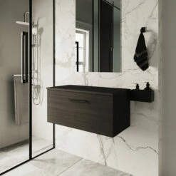 Nuie Arno Wall Hung 1-Drawer Vanity Unit With Worktop 800mm Wide - Black Woodgrain 14 Nuie Arno Wall Hung 1-Drawer Vanity Unit With Worktop 800mm Wide - Black Woodgrain -HEATANDPLUMB Sales nuie arno vanity unit arn625w 1