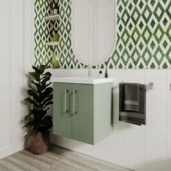 Nuie Arno Wall Hung 2-Door Vanity Unit With Basin-3 500mm Wide - Satin Reed Green -HEATANDPLUMB Sales nuie arno vanity unit arn821a 1