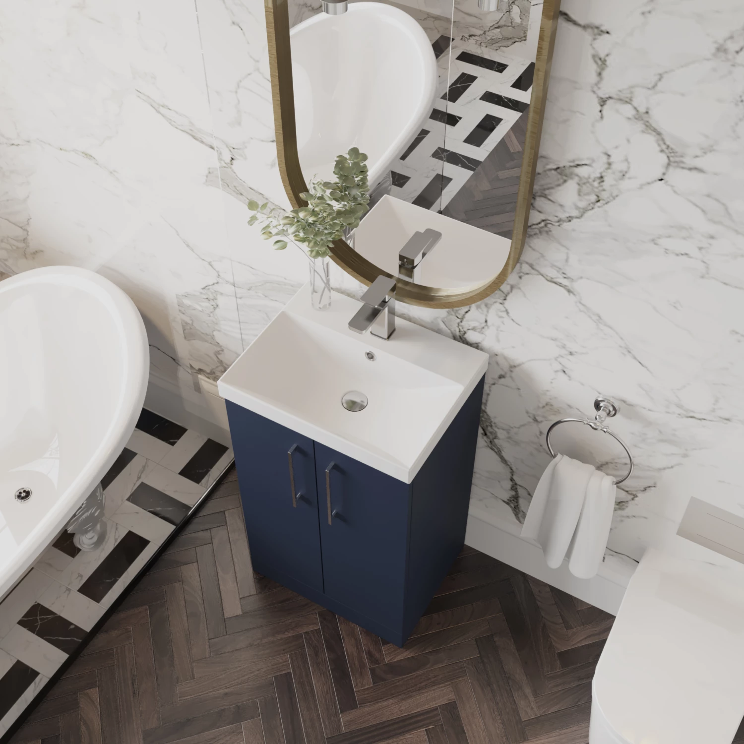 Nuie Arno Floor Standing 2-Door Vanity Unit With Basin-3 500mm Wide - Gloss White 6 Nuie Arno Floor Standing 2-Door Vanity Unit With Basin-3 500mm Wide - Gloss White - Image 4