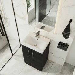 Nuie Arno Floor Standing 2-Door Vanity Unit With Basin-1 500mm Wide - Black Woodgrain 13 Nuie Arno Floor Standing 2-Door Vanity Unit With Basin-1 500mm Wide - Black Woodgrain -HEATANDPLUMB Sales nuie arno vanity unit pmarfs2dovub5 8 3