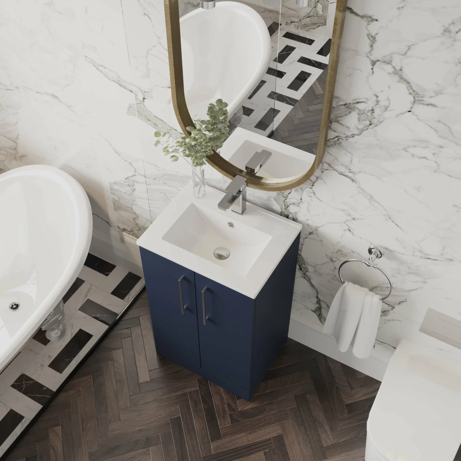 Nuie Arno Floor Standing 2-Door Vanity Unit With Basin-2 500mm Wide - Gloss White 6 Nuie Arno Floor Standing 2-Door Vanity Unit With Basin-2 500mm Wide - Gloss White - Image 4