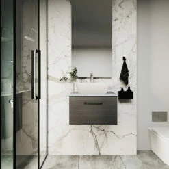 Nuie Arno Wall Hung 1-Drawer Vanity Unit With Sparkling White Worktop 600mm Wide - Gloss White -HEATANDPLUMB Sales nuie arno vanity unit pmarwh1drvuw6 17