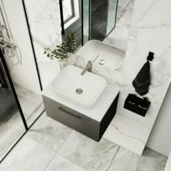 Nuie Arno Wall Hung 1-Drawer Vanity Unit With Worktop 600mm Wide - Black Woodgrain 13 Nuie Arno Wall Hung 1-Drawer Vanity Unit With Worktop 600mm Wide - Black Woodgrain -HEATANDPLUMB Sales nuie arno vanity unit pmarwh1drvuw6 25 1