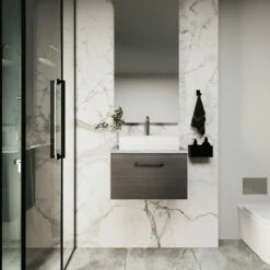 Nuie Arno Wall Hung 1-Drawer Vanity Unit With Sparkling White Worktop 600mm Wide - Gloss White -HEATANDPLUMB Sales nuie arno vanity unit pmarwh1drvuw6 5