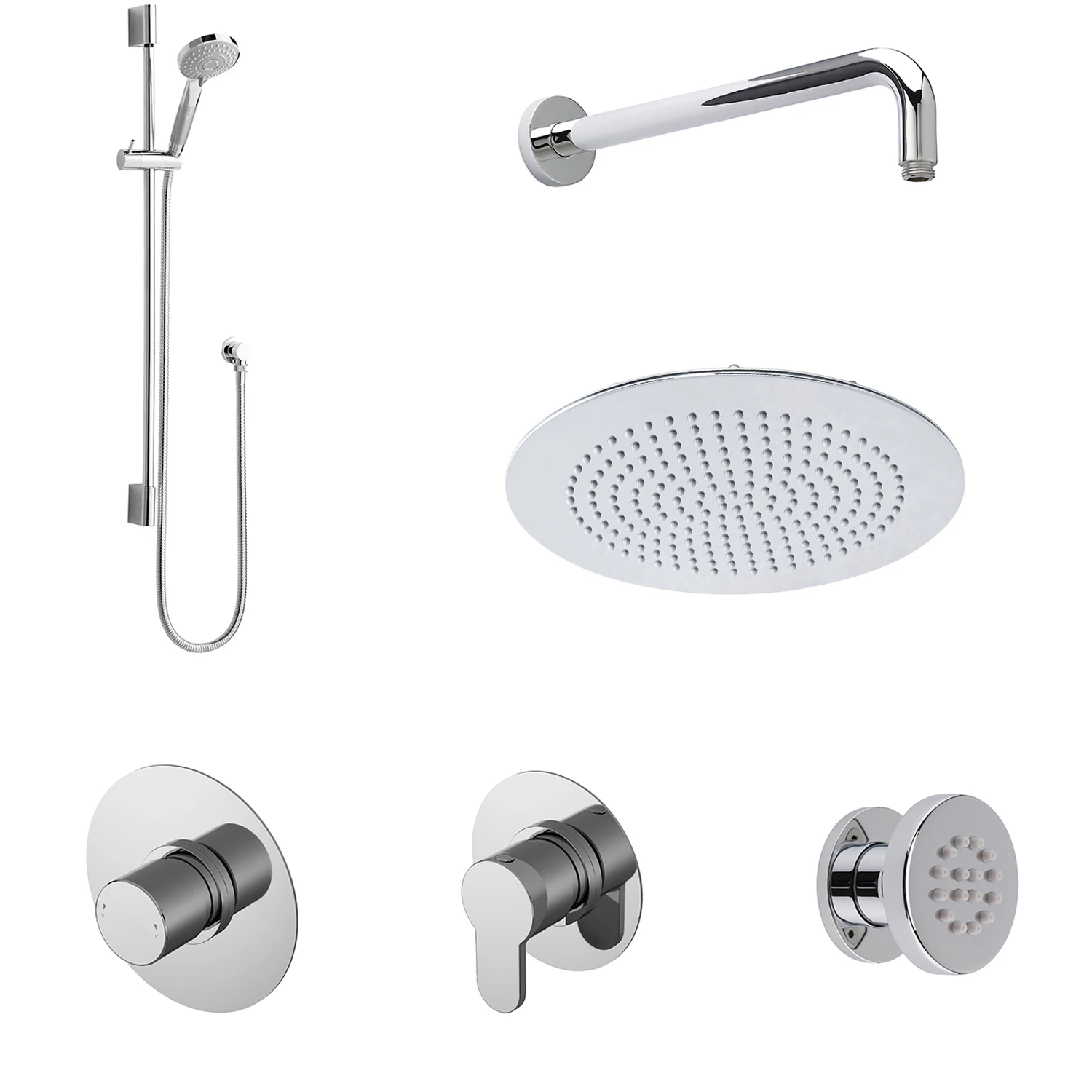 Nuie Arvan Thermostatic Concealed Mixer Shower With Shower Kit + Fixed Head Stop Tap And Body Jet 4 Nuie Arvan Thermostatic Concealed Mixer Shower With Shower Kit + Fixed Head Stop Tap And Body Jet - Image 2