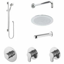 Nuie Arvan Thermostatic Concealed Mixer Shower With Shower Kit + Fixed Head Stop Tap And Bath Spout -HEATANDPLUMB Sales nuie arvan complete mixer shower sbr136st3 3