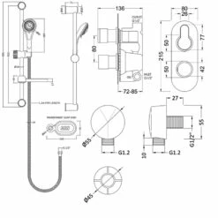 Nuie Arvan Twin Round Thermostatic Concealed Shower Valve With Slider Rail Kit - Chrome 5 Nuie Arvan Twin Round Thermostatic Concealed Shower Valve With Slider Rail Kit - Chrome -HEATANDPLUMB Sales nuie arvan complete mixer shower sbr14tw1 1