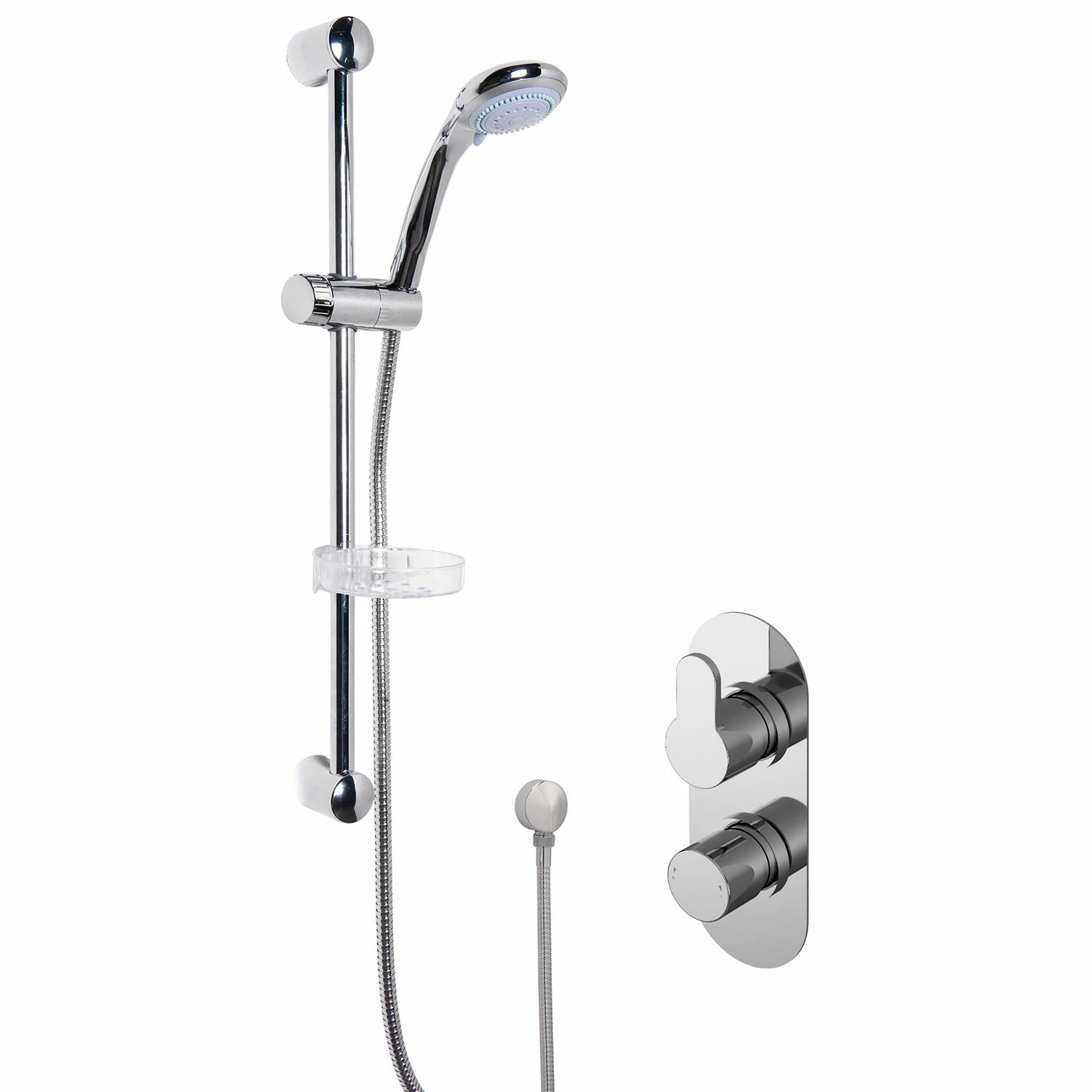 Nuie Arvan Twin Round Thermostatic Concealed Shower Valve With Slider Rail Kit - Chrome 3 Nuie Arvan Twin Round Thermostatic Concealed Shower Valve With Slider Rail Kit - Chrome
