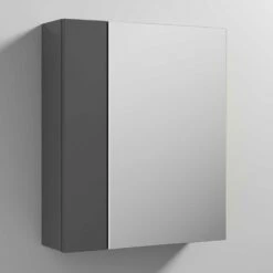 Nuie Athena Mirrored Cabinet (75/25) 600mm Wide - Gloss Grey -HEATANDPLUMB Sales nuie athena bathroom cabinet moc324 3