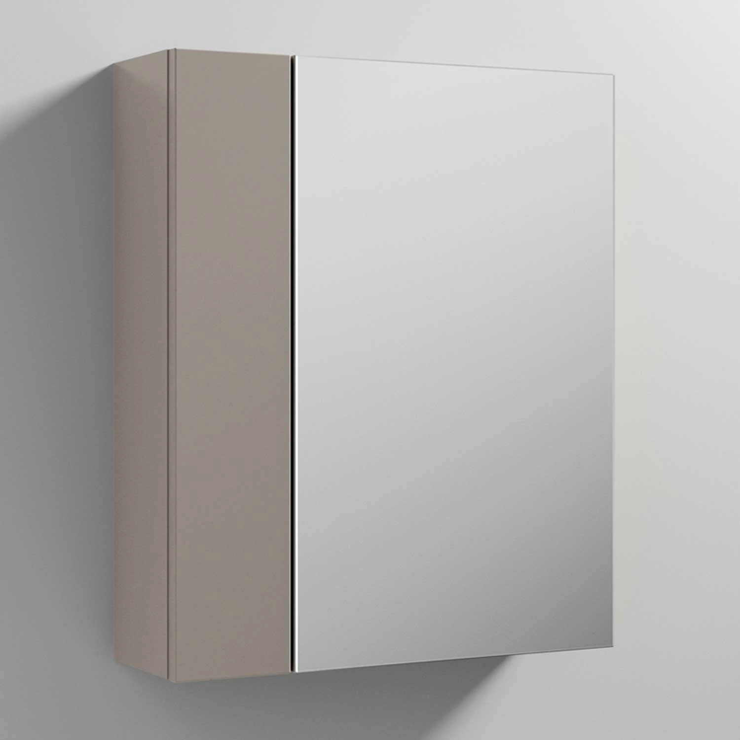 Nuie Athena Mirrored Cabinet (75/25) 600mm Wide - Stone Grey 4 Nuie Athena Mirrored Cabinet (75/25) 600mm Wide - Stone Grey - Image 2