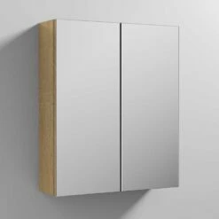 Nuie Athena Mirrored Cabinet (50/50) 600mm Wide - Natural Oak