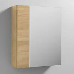 Nuie Athena Mirrored Cabinet (75/25) 600mm Wide - Natural Oak -HEATANDPLUMB Sales nuie athena bathroom cabinet moc624 3