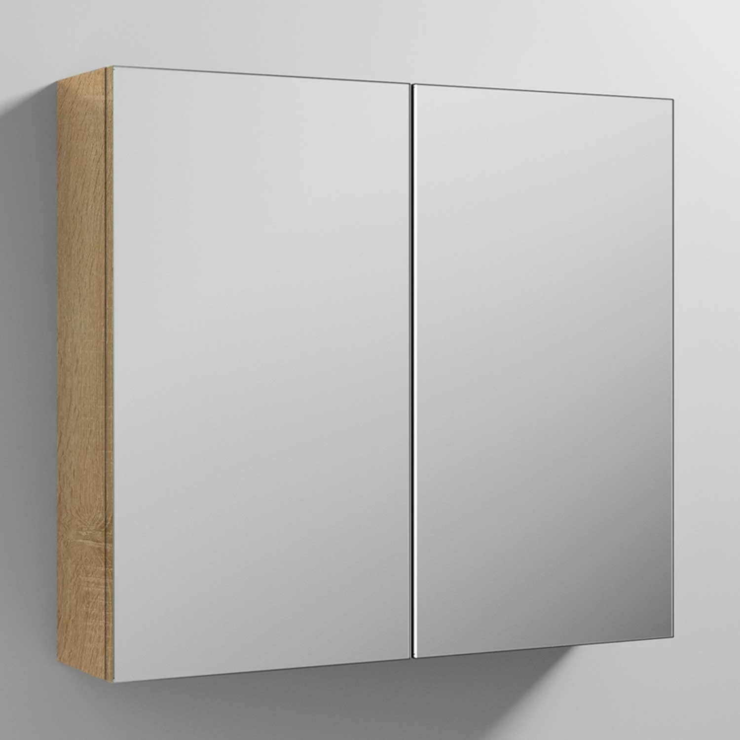 Nuie Athena Mirrored Cabinet (50/50) 800mm Wide - Natural Oak 3 Nuie Athena Mirrored Cabinet (50/50) 800mm Wide - Natural Oak