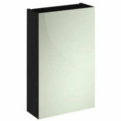 Nuie Athena 1-Door Mirrored Bathroom Cabinet 715mm H X 450mm W - Charcoal Black Woodgrain