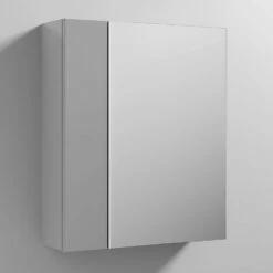 Nuie Athena Mirrored Cabinet (75/25) 600mm Wide - Gloss Grey Mist -HEATANDPLUMB Sales nuie athena bathroom cabinet ofg418 1