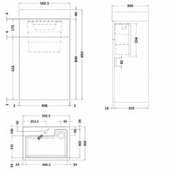 Nuie Athena Basin And WC Toilet Combination Unit 500mm Wide - Anthracite Woodgrain -HEATANDPLUMB Sales nuie athena bathroom furniture prc245cb