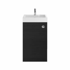 Nuie Athena Basin And WC Toilet Combination Unit 500mm Wide - Charcoal Black Woodgrain