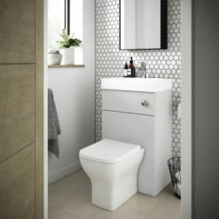 Nuie Athena Basin And WC Toilet Combination Unit 500mm Wide - Gloss Grey Mist -HEATANDPLUMB Sales nuie athena bathroom furniture prc745cb