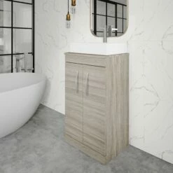 Nuie Athena Floor Standing 2-Door Vanity Unit And Worktop 500mm Wide - Gloss Grey -HEATANDPLUMB Sales nuie athena vanity unit ath001w 3 2