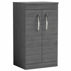 Nuie Athena Floor Standing 2-Door Vanity Unit And Worktop 500mm Wide - Anthracite Woodgrain -HEATANDPLUMB Sales nuie athena vanity unit ath004w 5