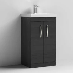 Nuie Athena Floor Standing 2-Door Vanity Unit With Basin-1 500mm Wide - Charcoal Black -HEATANDPLUMB Sales nuie athena vanity unit ath005a 3