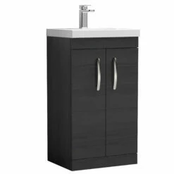 Nuie Athena Floor Standing 2-Door Vanity Unit With Basin-1 500mm Wide - Charcoal Black