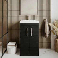 Nuie Athena Floor Standing 2-Door Vanity Unit With Basin-1 500mm Wide - Charcoal Black -HEATANDPLUMB Sales nuie athena vanity unit ath005a 5